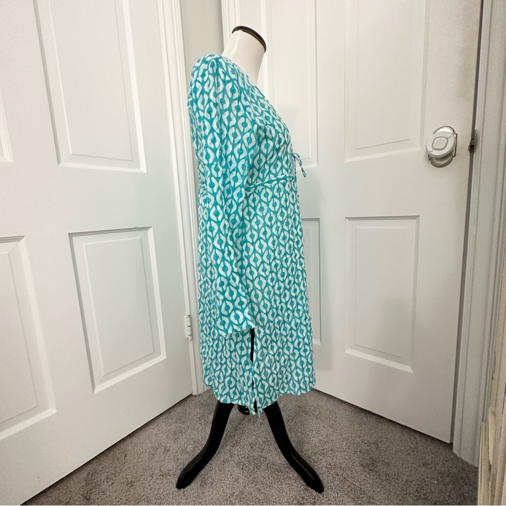 NEW! Geometric cover-up Small Teal Blue Aqua swimsuit bathing suit coverup - Picture 7 of 8